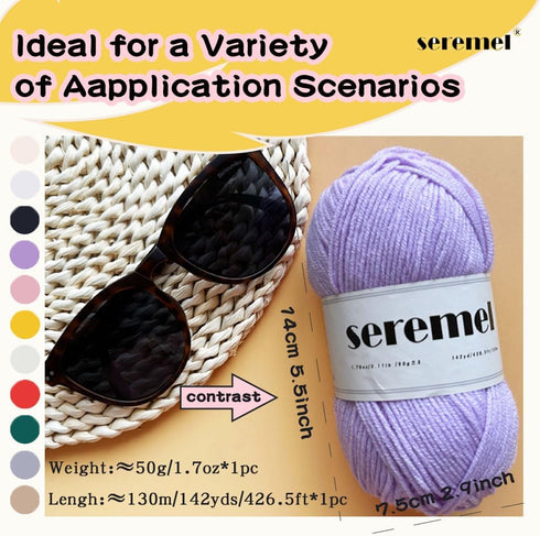 3 Pcs of Crochet Yarn Total 150g (426 Yards) Multi-Color 4-ply Acrylic Yarn Skeins, Seremel Brand Yarns for Crocheting and Knitting(Black)......