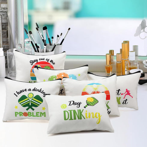 12 Pieces Dink Ball Makeup Bags Ball Sports Cosmetic Bag Funny Travel Organizer Zipper Pouch Dink Ball Lovers Gifts Christmas Gifts for Women Girl...