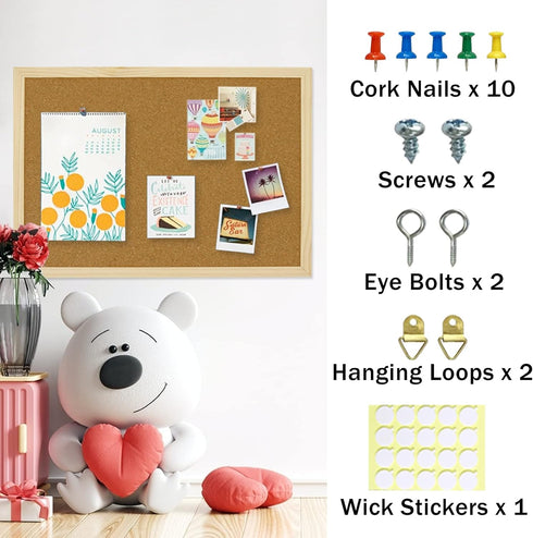 OWLKELA 17.7 X 13.3 Inch Cork Board Bulletin Board, Wall-Mounted Presentation, Message Notice Pin Board, Perfect for Office & Home Decor, School, ...