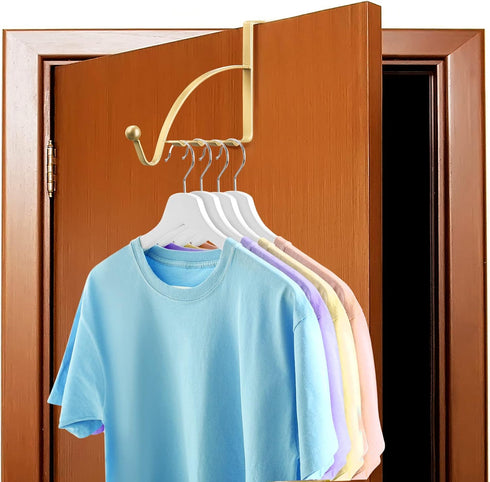 Hotop 2 Pcs Over The Door Hooks Over Door Hanger Sturdy Valet Hooks Mounted Hanging Storage Organizer Rack for Clothes Coats Towels Hats Scarves P...