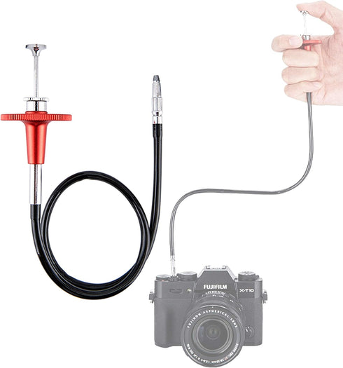 JJC 40cm Red Mechanical Cable Shutter Threaded Release, Bulb-Lock Design for Long Exposure, fits Fuji XT1 XT2 XT3 XT4 X100T Leica M6 M7 M8 Sony RX...