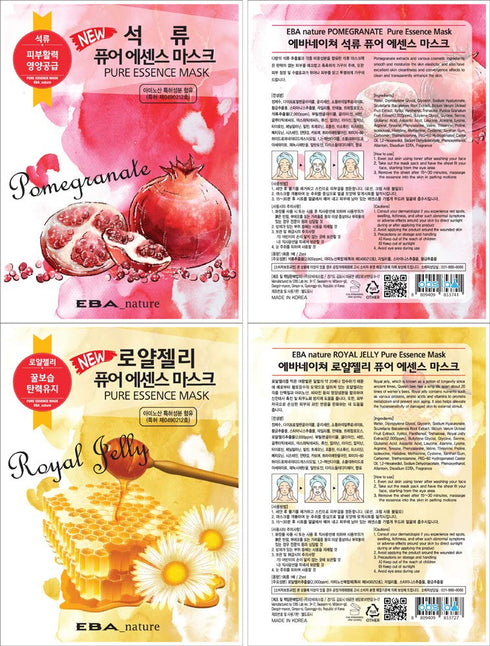 11 pcs Pure Essence Facial Mask Sheet of (11 Types x 1 pcs), Korean Face Mask Sheets for Skincare, Cleansing, Moisturizing, Elasticity...