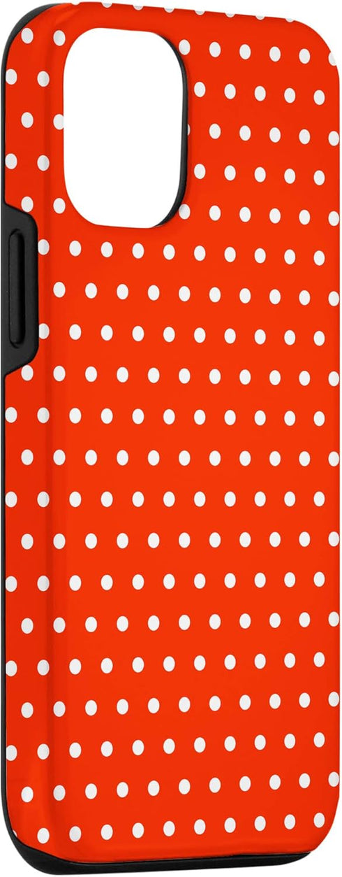 iPhone 12/12 Pro Case, Red Phone Cover, Red and White Polka Dots Phone Case...