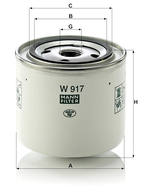Mann Filter W 917 Spin-on Oil Filter...
