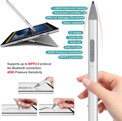Stylus Pen for Microsoft Surface with 4096 Pressure,Fast Charge,Palm Rejection,Magnetic, Work for Surface 3,Surface Pro,Surface Go,Surface Laptop,...