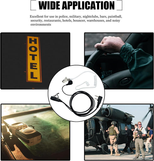 Walkie Talkie Earpiece with Mic PTT 2 Pin Covert Acoustic Tube Secret Service Earpiece Compatible with Baofeng UV-5R BF-888S Arcshell Retevis H-77...