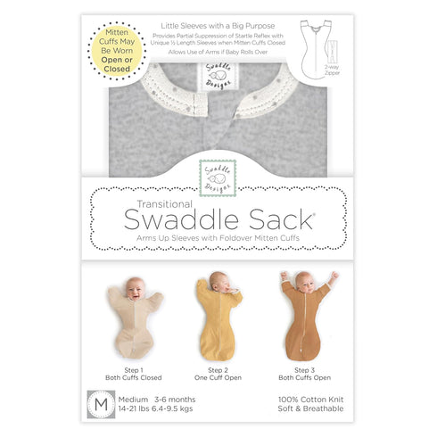 SwaddleDesigns Transitional Swaddle Sack, Arms Up Half-Length Sleeves & Mitten Cuffs, Swaddle for Newborn Transition to Baby Sleep Sack Wearable B...