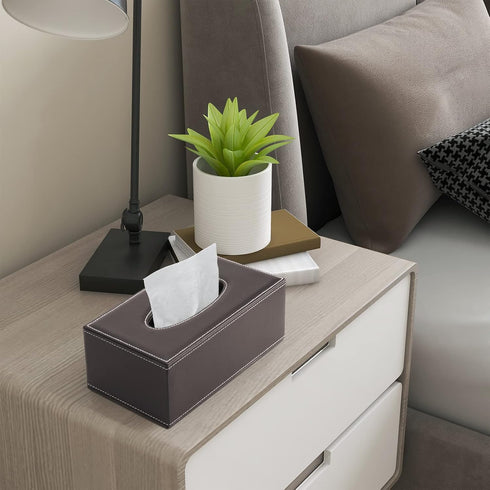 KINGFOM Rectangular PU Leather Tissue Box Cover - Facial Tissue Paper Napkin Holder for Bathroom, Home, Office, Car Automotive Decoration with Mag...