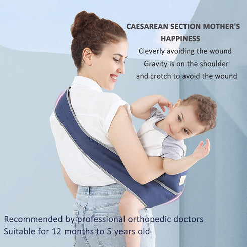 Portable Toddler Carrier, Adjustable Child Sling, Ergonomic One Shoulder Labor-Saving Polyester Half Wrapped Toddler Sling with Anti-Slip Particle...