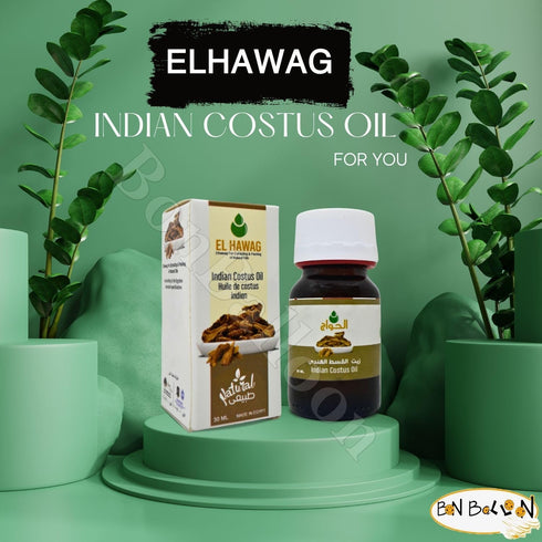 1 Pack Pure & Natural Indian Costus Oil Cold Pressed El Hawag Elhawag Natural Concentrated Crude Perfect Fresh for Body & Skin No Additives Non Gm...