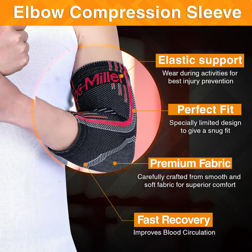 Doc Miller - Compression Elbow Brace: Support for Tendonitis, Bursitis, Tennis, Arthritis, Workouts - Elbow Sleeves for Men & Women, Joint Pain, E...