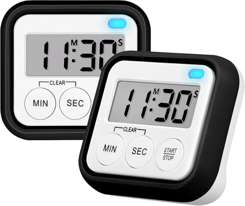 Timer, Kitchen Timers for Cooking Classroom Timer for Kids Teachers Magnetic Digital Timers 2 Pack, Black...