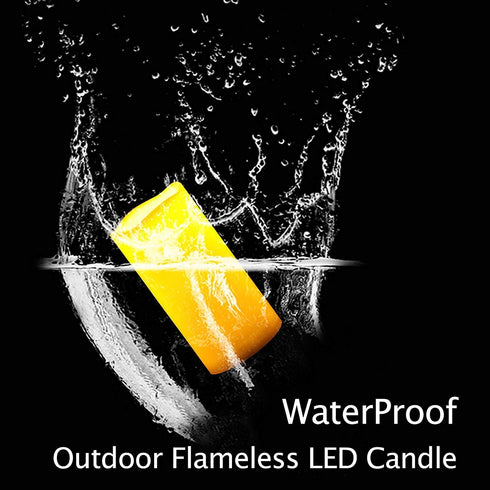 2 PCS 3" x7" Waterproof Outdoor Battery Operated Flameless LED Pillar Remote Candles Flickering Plastic Resin Electric Decorative Light for Lanter...