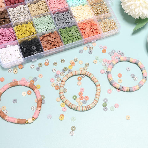 LFLIUN DIY Jewelry Making Kit Clay Beads Bracelet Making Kit, Flat Preppy Beads for Friendship Bracelets, Polymer Clay Beads Crafts Gifts...