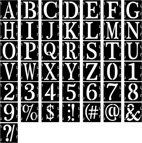 3 Inch Letter Stencils Symbol Numbers Craft Stencils for Painting on Wood, 43 Pcs Reusable Alphabet Templates Interlocking Stencil Kit for Wall Fa...