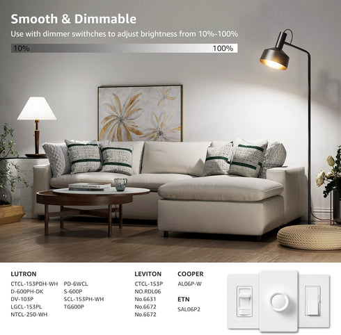 Lepro Dimmable LED Light Bulbs 100 Watt Equivalent, 14W 1500LM Daylight White 5000K, A19 E26 Standard Medium Base, UL FCC Listed, 15000 Hour Lifet...
