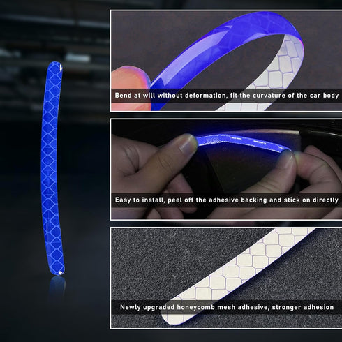 20PCS Reflective Car Wheel Decorative Stripe Stickers, Anti-Scratch Night Safety Warning Sticker, Fluorescent Tire Rims Decal, Auto Exterior Decor...