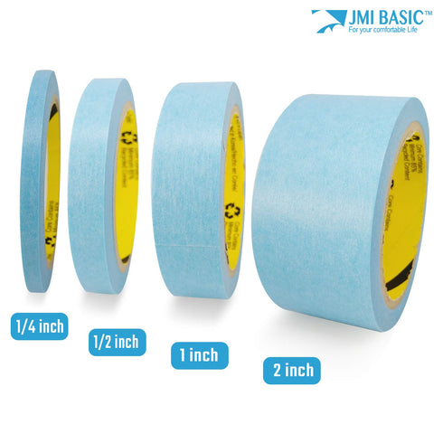 Blue Painters Tape Washi Paper - Assorted Size Multi Pack 44 Yard - No Residue Masking Tape for Painting Drafting Craft - Delicate Surfaces - Heat...