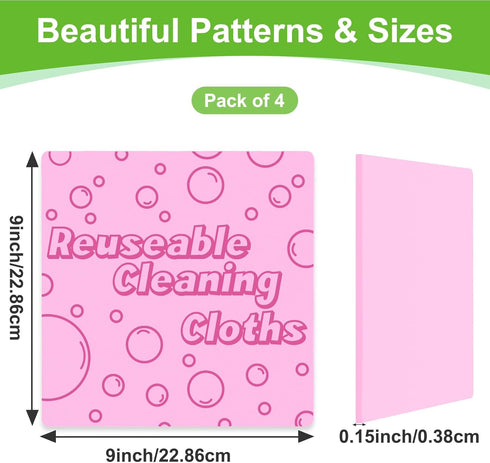 4 Pack Damp Clean Duster Towel Thick Magic Cleaning Streakless Cloths Powerful PVA Sponge Cleaning Rag Reusable Kitchen Scrub Clean Towels for Win...