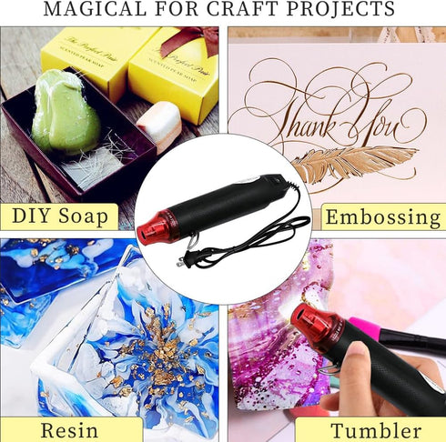 Bubble Buster Tool Paint Heat Gun for Craft Epoxy Glitter Tumbler, Blower Hot Air Heater for Embossing Stamps Resin Heatcraft Wax Art Projects (Bl...