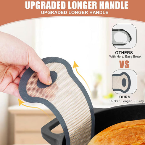 Sourdough Silicone Bread Sling, Non-Stick & Easy Clean Dutch Oven Baking Mat with Longer Handles, Silicone Baking Sling to Transfer SourDough Easi...