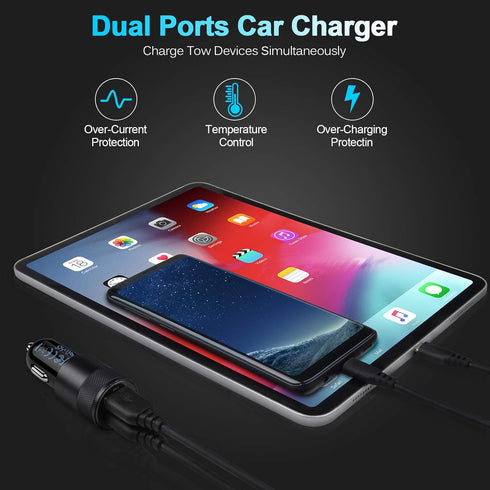 Fast Car Charger, 2Pack 3.4A Fast Charging Car Adapter Dual Port Cigarette Lighter USB Charger for iPhone 14 13 12 11 Pro Max SE XR XS X 8 7 6 6S ...