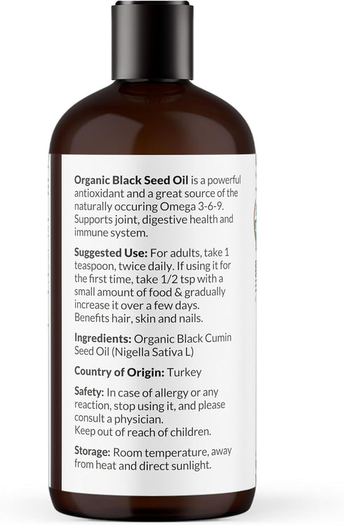 NaturoBliss Organic Black Seed Oil 100 Virgin Cold Pressed Omega 3 6 9 Super Antioxidant for Immune Support, Joints, Mobility, Digestion, Hair Ski...
