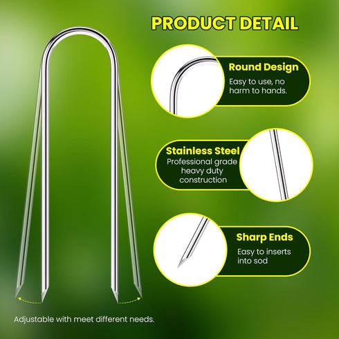 Galvanized Landscape Staples Plant Cover Stakes 6 Inch 11 Gauge Anti-Rust Garden Stakes Landscaping Fabric Pins Yard Stakes for Christmas Decorati...