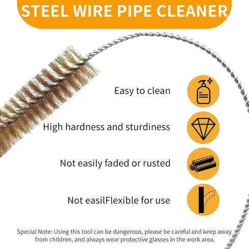 7pcs Brass Wire Tube Brushes Bottle Brush Set,11Inch Long Wire Brushes for Cleaning,Wire Pipe Cleaner Bore Brush Cleaning for Tubes,Bottle,Keyboar...