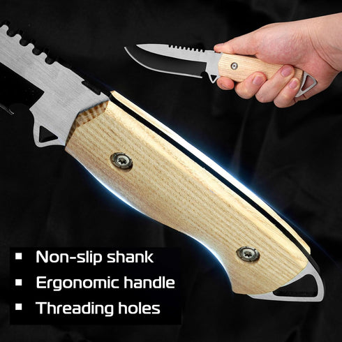 1PC outdoor multifunctional cutting knife, EDC convenient straight knife, fixed blade, multi-purpose camping and hiking survival knife...