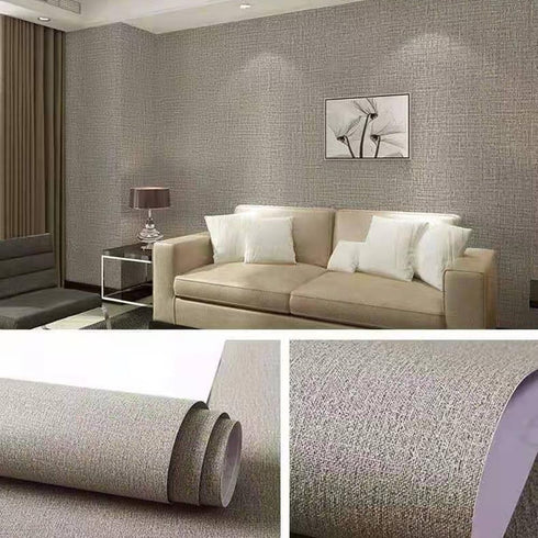 Textured Fabric Peel and Stick Wallpaper - Faux Grasscloth Vinyl Contact Paper for Cabinets, Bathrooms, Countertops, and More(Light Gray,15.7"X118...