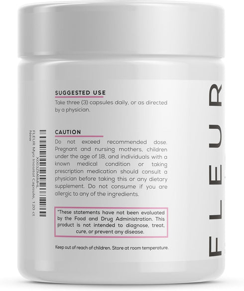 FLEUR Myo-Inositol & D-chiro Inositol Capsules, Hormone Balance and Ovarian Function Support for Women, Inositol for PCOS Symptom Relief, Regulate...