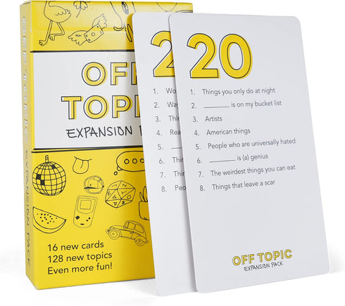 OFF TOPIC Adult Party Game Expansion Pack - 128 New Topics for The Fun Board and Card Game for Group Game Night...