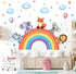 DECOWALL SG3-2318 Baby Animals on Rainbow Wall Stickers Decals Art décor Kids Living Nursery Removable Room Safari Jungle Girls Boys...
