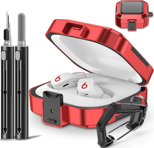 ?with Anti-Drop Lock? Carbon Fiber Beats Fit Pro Case Cover 2021,Shock-Absorbing Beats Fit Pro 2 Protector with Accessories Keychain/Zipper Storag...