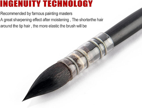 Watercolor Brush Squirrel Motif Professional Artist Mop with Round Tip Painting Brush Artist Quality Brush for Acrylic Inks Gouache Tempera Craft ...