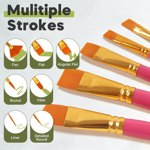 CONDA 25 PCS Paint Brush Set for Artists - Different Shapes Brushes - Professional Paintbrush for Oil, Acrylic Canvas and Watercolor Painting...