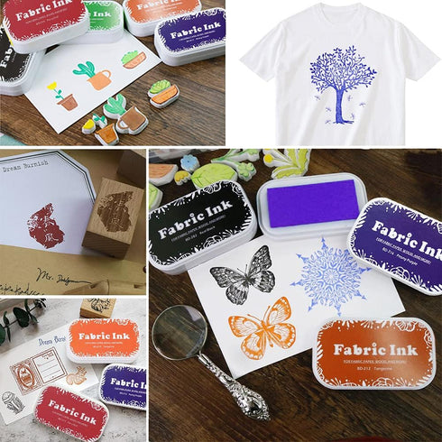 Fabric Ink Pads for Rubber Stamps, Washable Craft Ink Pads for Card Making Scrapbook, Permanent Ink Pad for Wood, Paper, 3.7 x 2.1" (Orange, 212)...