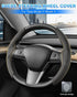 Custom-Fit for Tesla Steering Wheel Cover, Tesla Model Y / 3 Suede Steering Wheel Cover, Non-Slip, Breathable, Durable, Tesla Model Y / 3 Accessor...