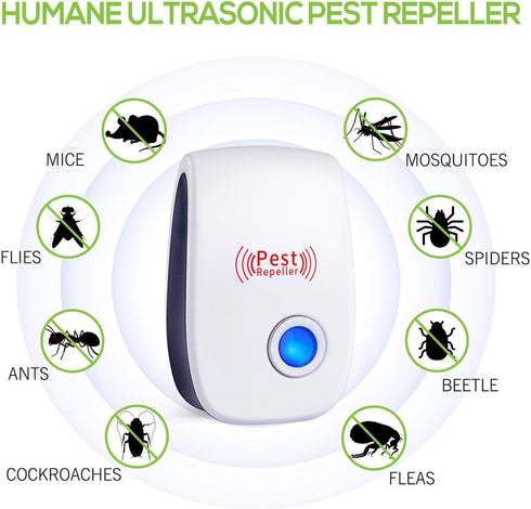 WahooArt Ultrasonic Pest Repeller 6 Packs, The Newest Pest Repellent Electronic Indoor Plug in for Insects, Mosquitoes, Mice, Ants, Roaches, Spide...