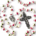 HanlinCC 8mm Round Ceramic Beads with Flower Painting Catholic Rosary Necklace with Maria Center piece and Flower Cross with Leather Gift Box...