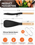 Cooking Spoon for Nonstick Cookwares, Great for Cooking and Serving Durable BPA-Free Matte Silicone, Wood Handle Spoon for Mixing, Scoop, and Scra...