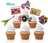 48pcs 80's Cupcake Toppers 80's Retro Cupcake Toppers - Totally 1980s Party DIY Dessert Cupcake Toppers Supplies - 80's Decade Throwback Party Fav...
