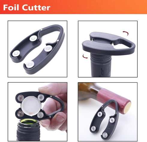 Air Pressure Pump Bottle Opener With Foil Cutter,Aerator Pourer,Vacuum Stopper(4PCS),Simple Cork Remover,Efficient Corkscrew Bottle Opener,Great F...