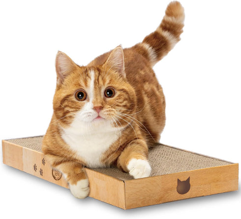 Necoichi Cardboard Cat Scratcher Bed for Indoor Cats - Cat Scratching Board (16" Regular, a.Oak Lounge)...