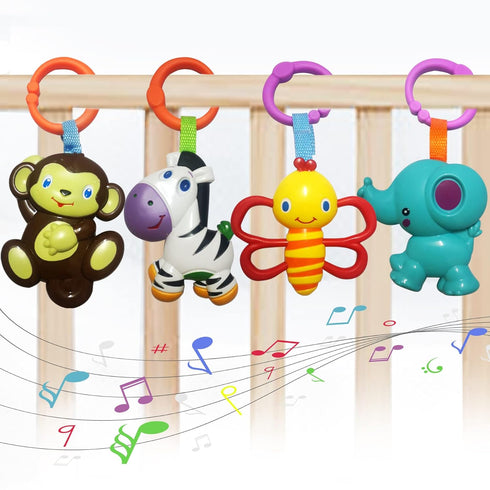 Baby Toys, Cartoon Animal Hanging Rattle Toys, Handbells Baby Rattles, Baby Bed Crib Car Seat Travel Stroller Toys for Infant, Best Birthday Gift ...