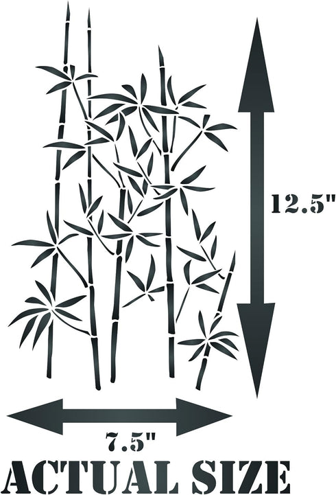 Bamboo Stencil, 10 x 16 inch (L) - Classic Oriental Plant Leaves Wall Stencils for Painting Template...