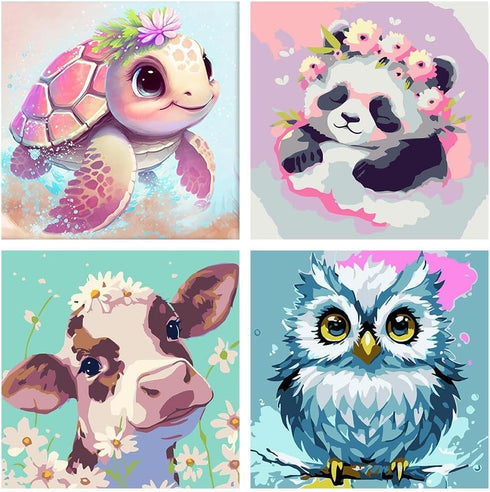 Cartoon 4-piece set Diamond Art Painting Kits for Adults, Full Drill Diamond Dots Paintings for Beginners, Round 5D Paint with Diamonds Pictures G...