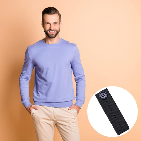 Elastic Button Extenders for Men and Women, Waist Extenders Adjustable for Pants, Trousers, Dress and Jeans, 6-Pack (Black)...