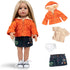 Doll Clothes Set Fashion 4 Pieces includes Warm Hooded Coat, T-Shirt, Jeans Skirt & Underpants, Handmade Party Dress Casual Wear Fits 18 Inch Amer...
